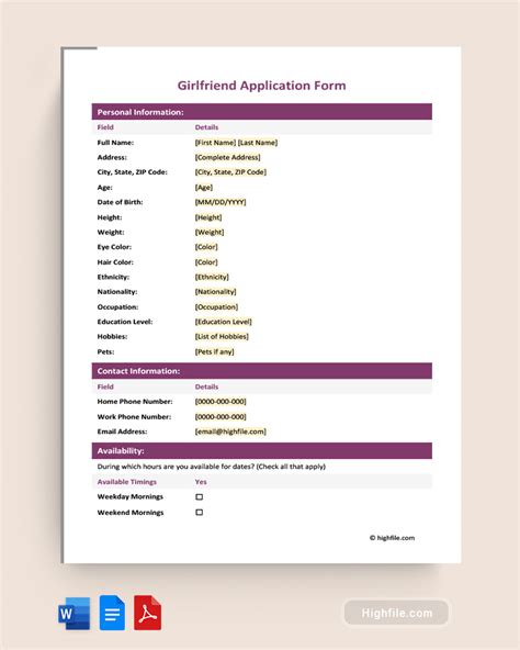 girlfriend application form|7 Tips for a Standout Girlfriend Application